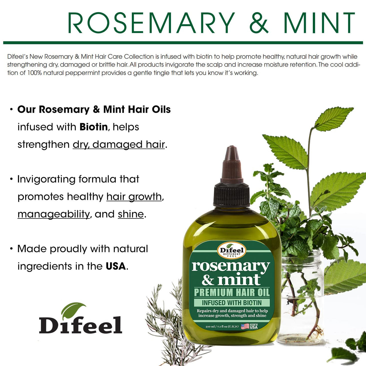 Difeel Rosemary & Mint Premium Hair Oil Infused with Biotin 7.1 fl. oz - ANNS BEAUTY SUPPLY