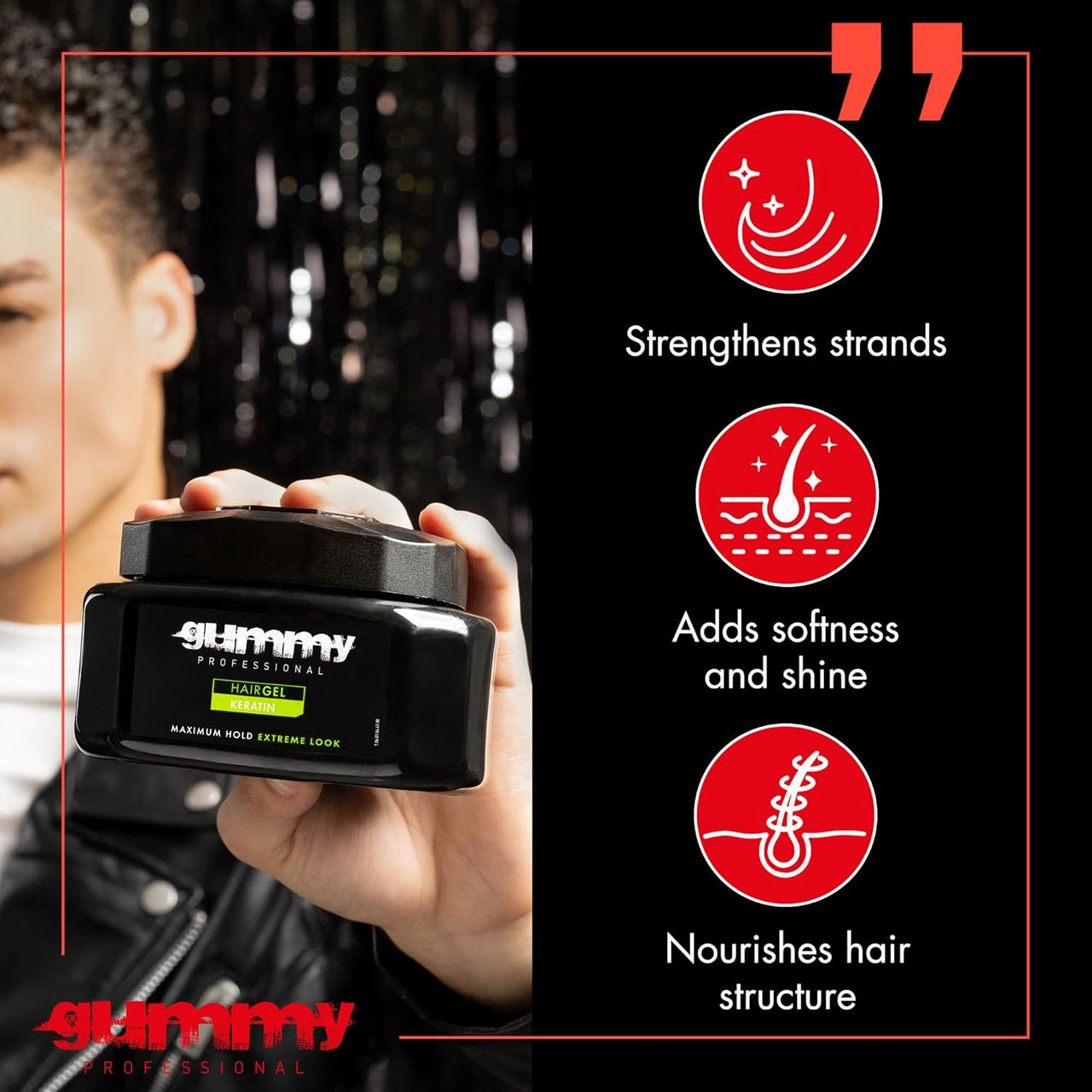 Gummy Professional Keratin Hair Gel – Maximum Hold & Extreme Look (700 ml)