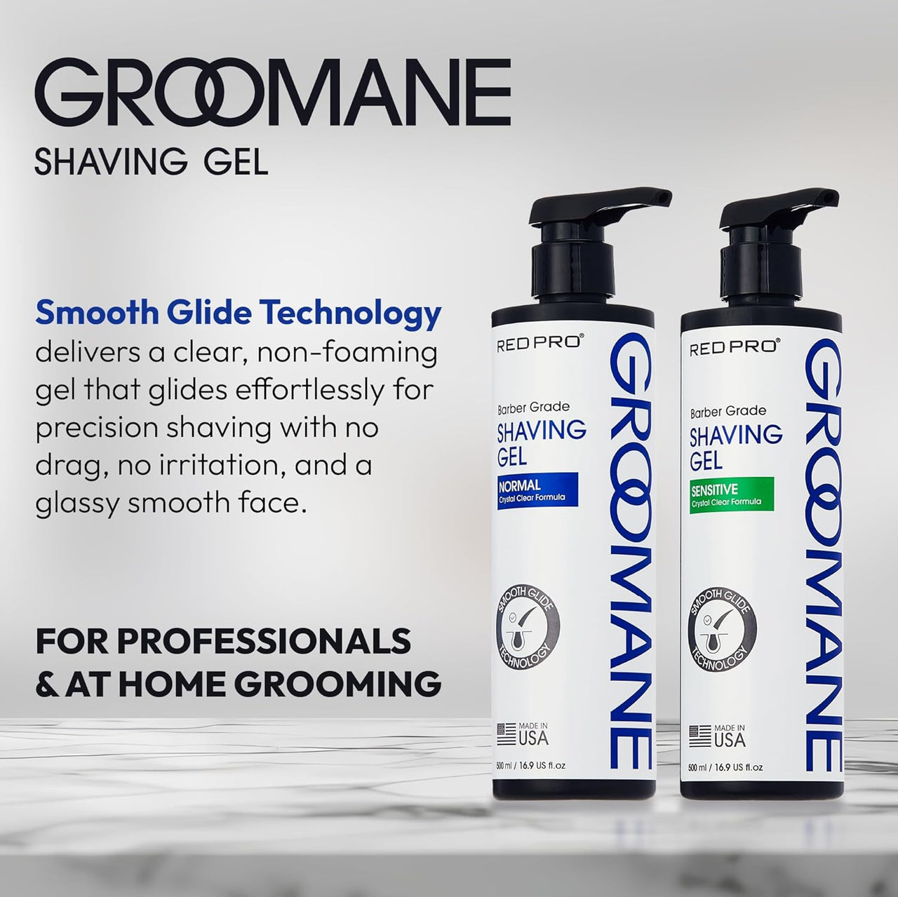 Red Pro Groomane Barber Grade Shaving Gel Sensitive 16.9 fl. oz. - ANNS BEAUTY SUPPLY
