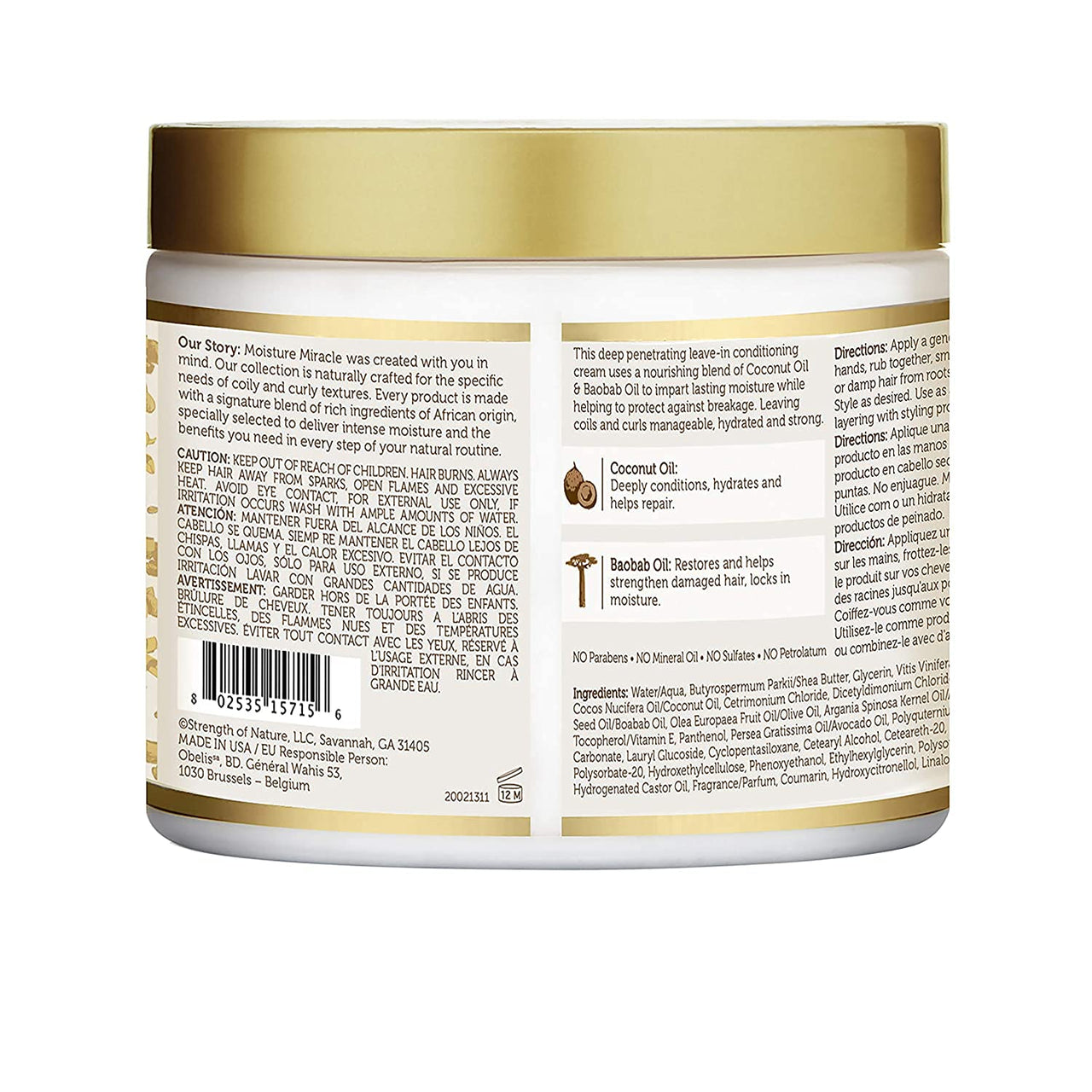 African Pride Moisture Miracle Leave-In Cream with Coconut & Baobab Oil – 15 OZ