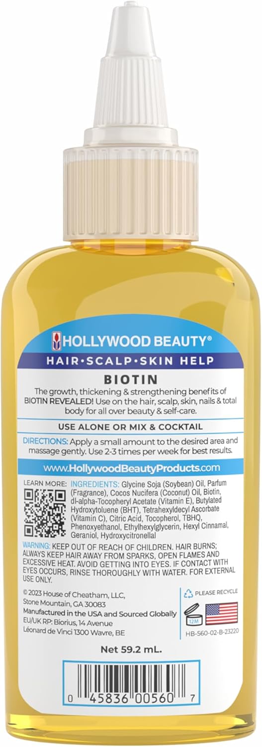 Hollywood Beauty Biotin 100% Natural Oil Blend 2 Oz - ANNS BEAUTY SUPPLY