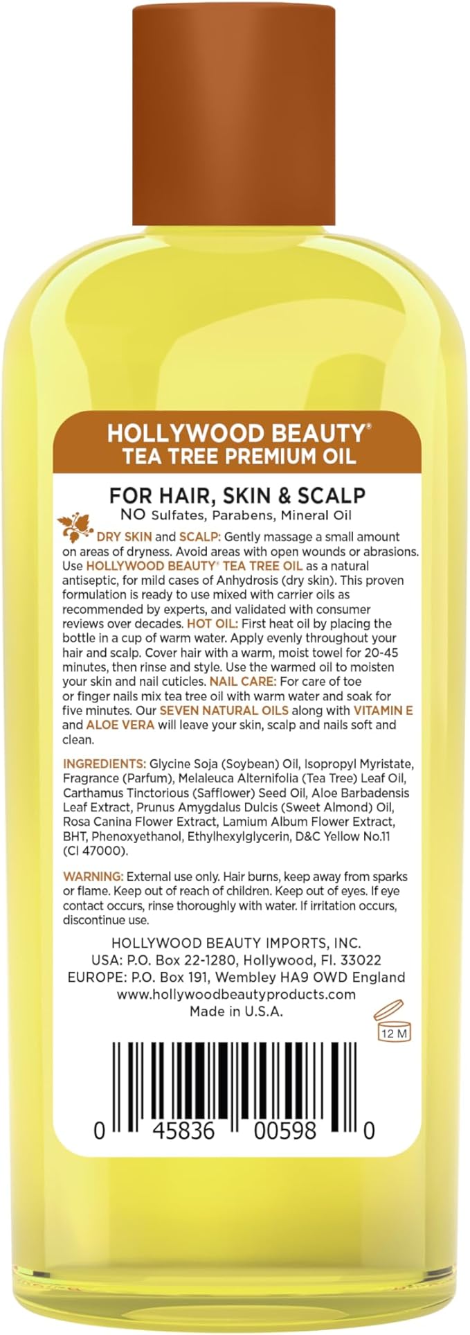 Hollywood Beauty Tea Tree Premium Oil 8 oz - ANNS BEAUTY SUPPLY