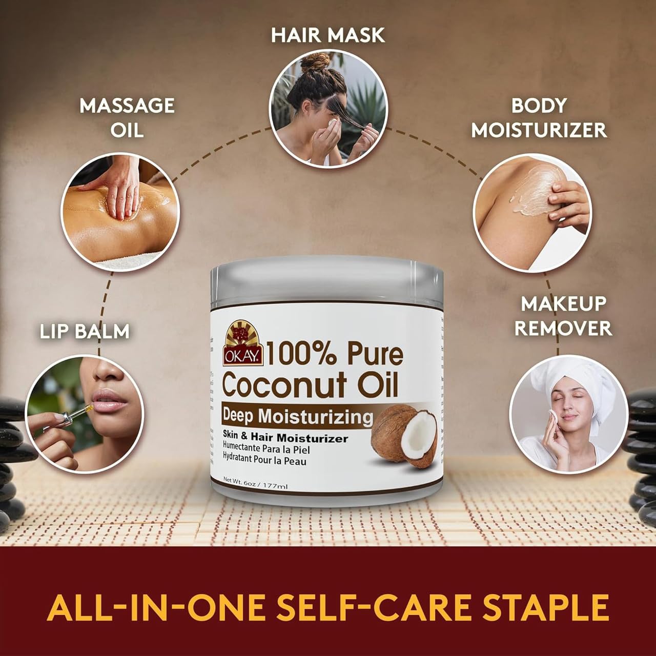 OKAY 100% Pure Coconut Oil – Deep Moisturizing (177 mL / 6 oz)