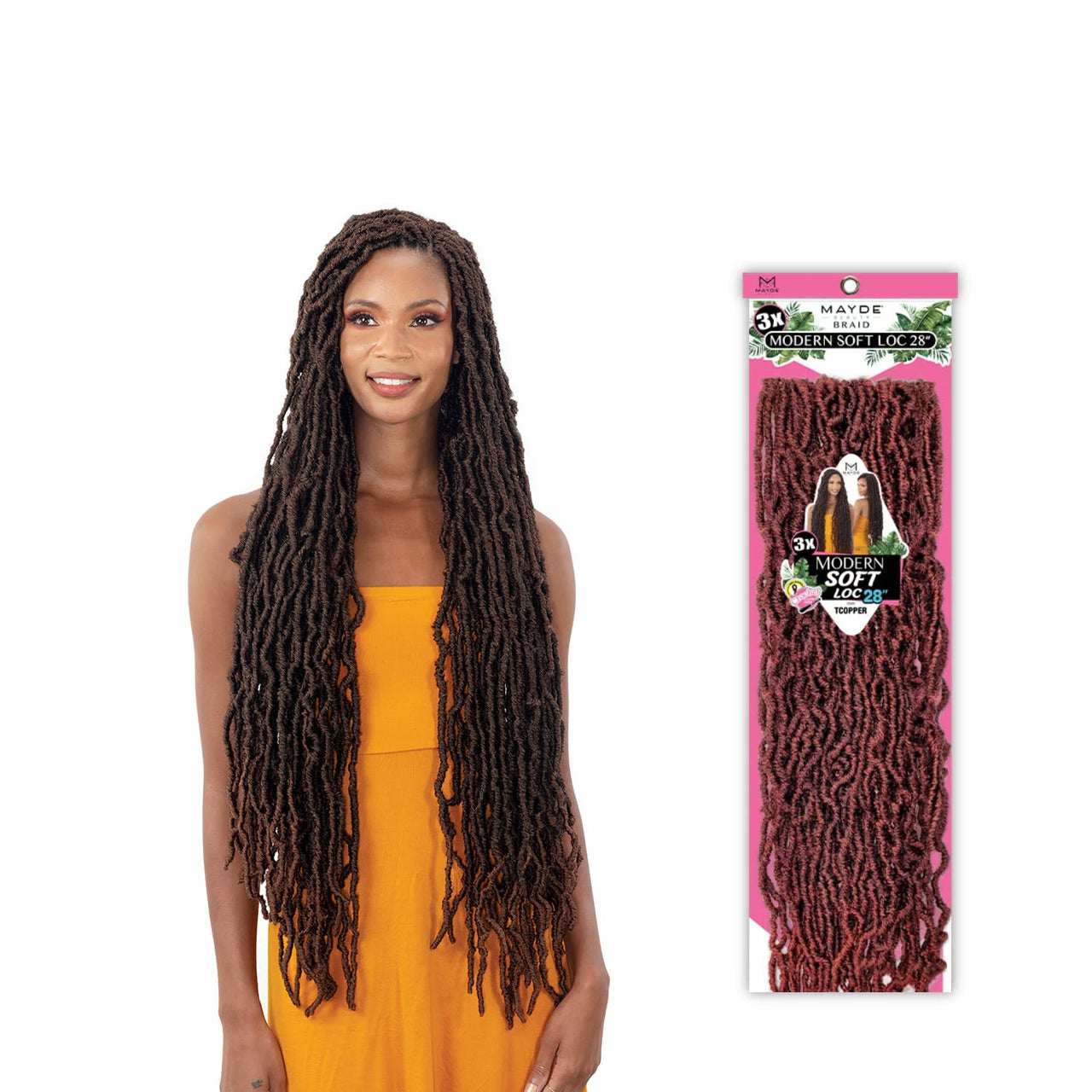 Mayde Beauty Braid 3X Modern Soft Loc 28 Crochet Locs Natural Texture