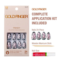 Gold Finger Trendy Ready-to-Wear Gel Nails – Medium Almond Butterfly (GD45)