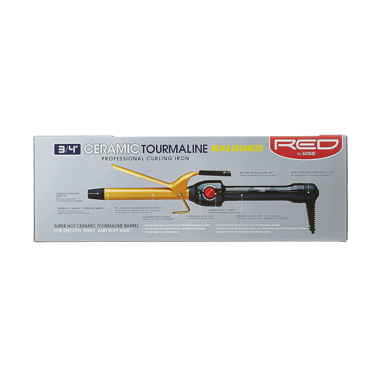 RED by Kiss Ceramic Tourmaline Professional Curling Iron - 3/4"