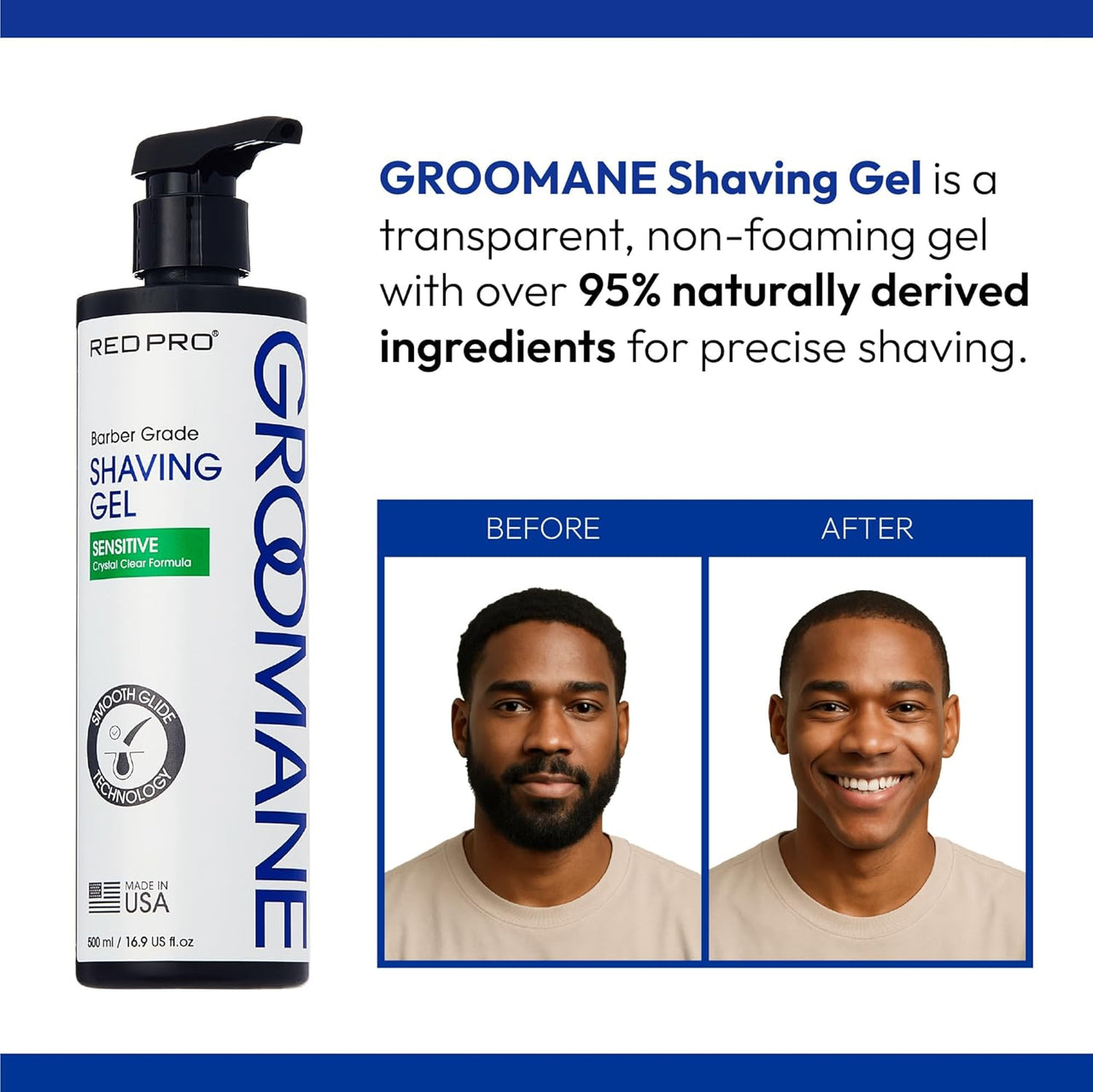 Red Pro Groomane Barber Grade Shaving Gel Sensitive 16.9 fl. oz. - ANNS BEAUTY SUPPLY