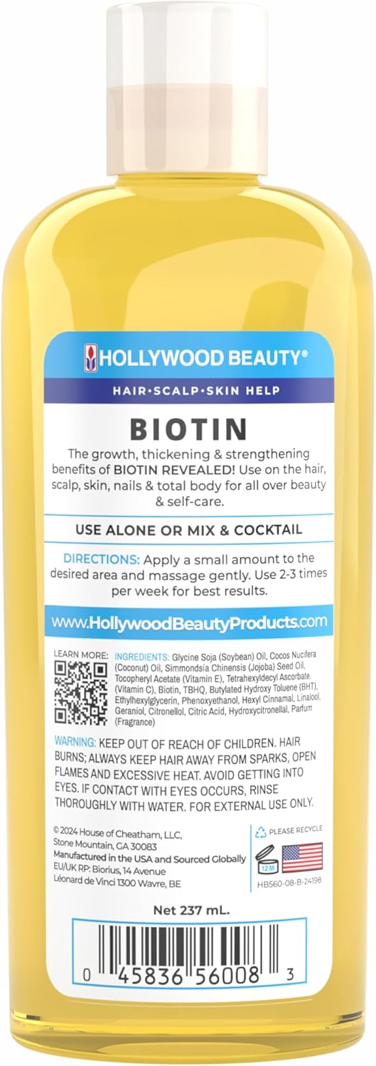 Hollywood Beauty Biotin 100% Natural Oil Blend 8 oz - ANNS BEAUTY SUPPLY