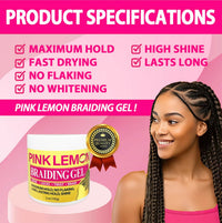 Pink Lemon Braiding Gel – Maximum Hold for Edges, Locks, Twists & Braids (5 oz / 142g)