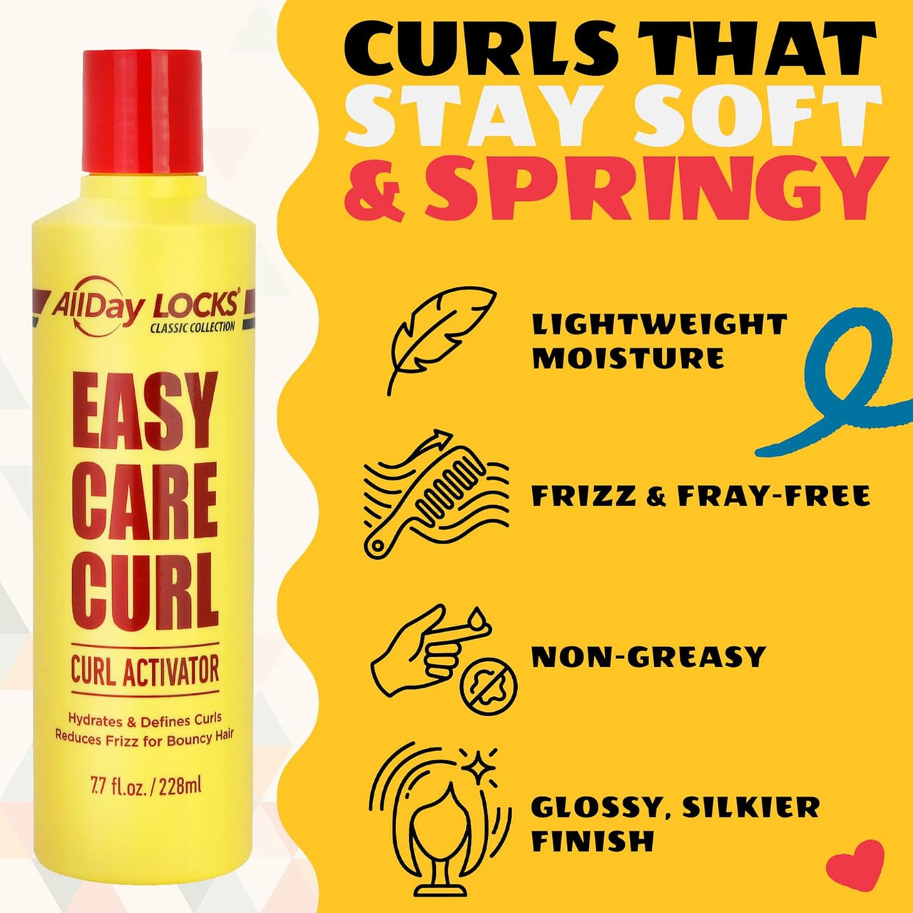 AllDay Locks Easy Care Curl Curl Activator 7.7 Fl. Oz. / 228 mL - ANNS BEAUTY SUPPLY