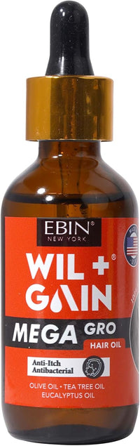 Ebin New York Wil + Gain Anti-Itch Antibacterial Mega Gro Hair Oil 2 oz - ANNS BEAUTY SUPPLY