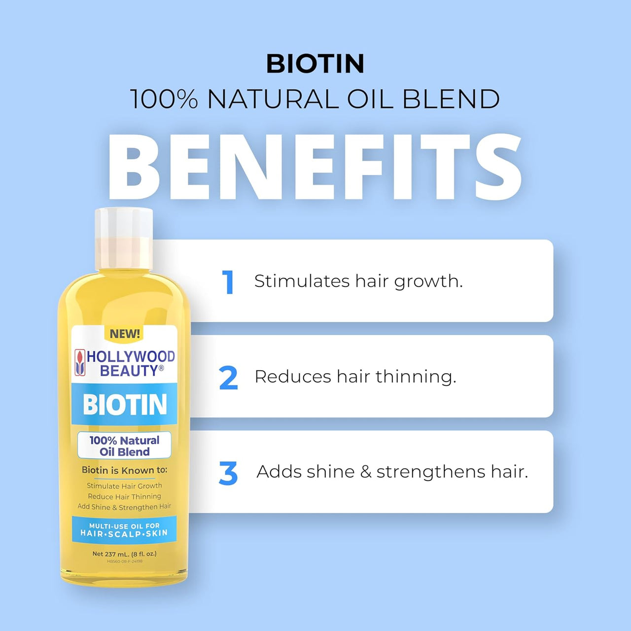 Hollywood Beauty Biotin 100% Natural Oil Blend 8 oz - ANNS BEAUTY SUPPLY