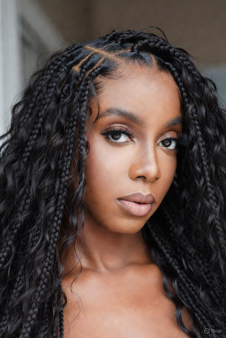 Kara Syn Queen Braid Nigeria Boho Knotless 13x4 Lace Front Wig 30 Inch - ANNS BEAUTY SUPPLY