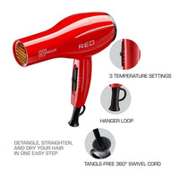RED by Kiss 2000 Detangler Ceramic Hair Dryer - RED
