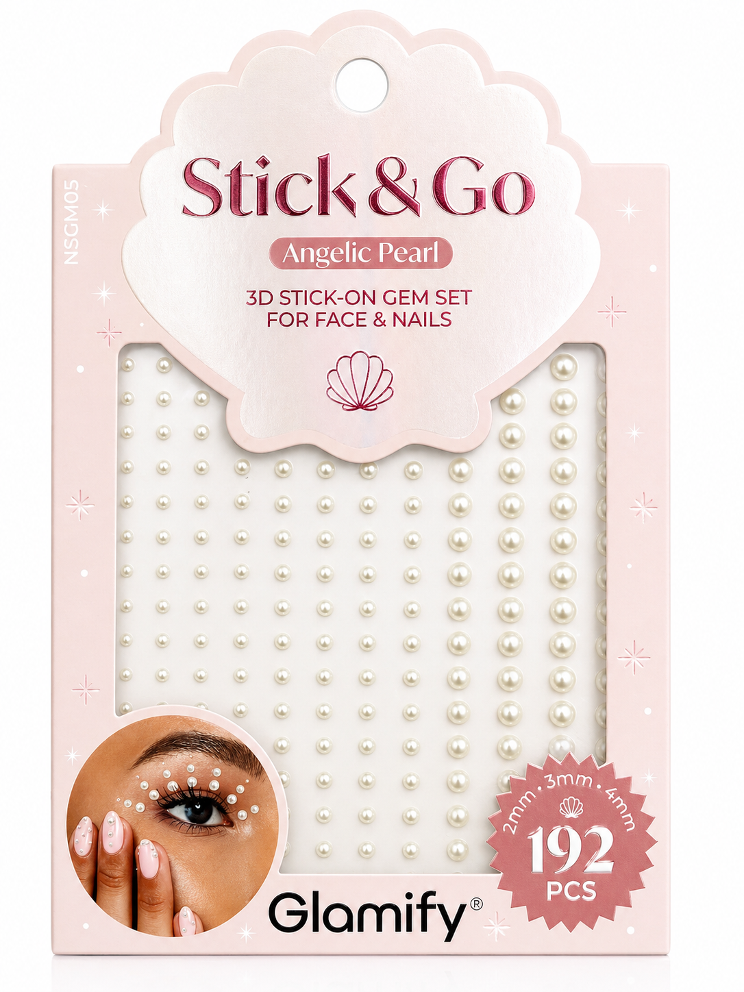 Glamify Stick & Go Angelic Pearl 3D Stick On Gem Set 192 Pieces Face and Nails - ANNS BEAUTY SUPPLY