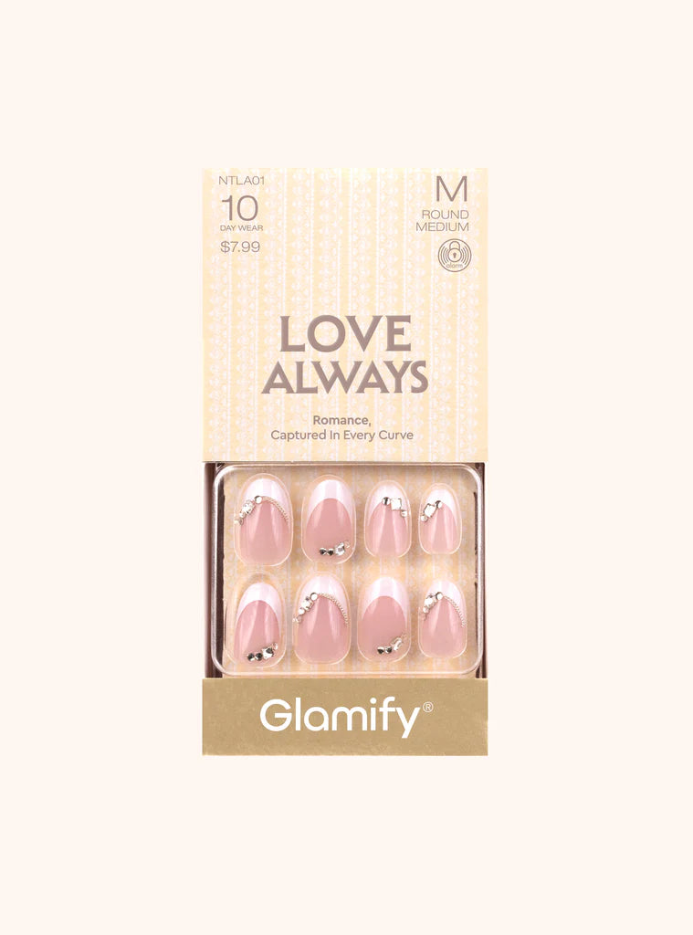 Glamify Love Always Press On Nails Round Medium Style NTLA01 - ANNS BEAUTY SUPPLY