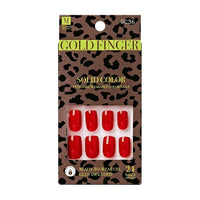 Gold Finger Solid Color Press On Nails Medium Red GC36 24 Count - ANNS BEAUTY SUPPLY
