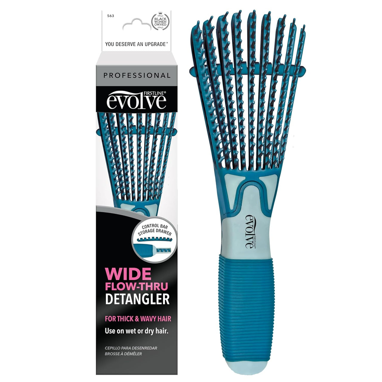 Evolve Wide Flow Thru Detangler Brush for Thick and Wavy Hair 563 - ANNS BEAUTY SUPPLY