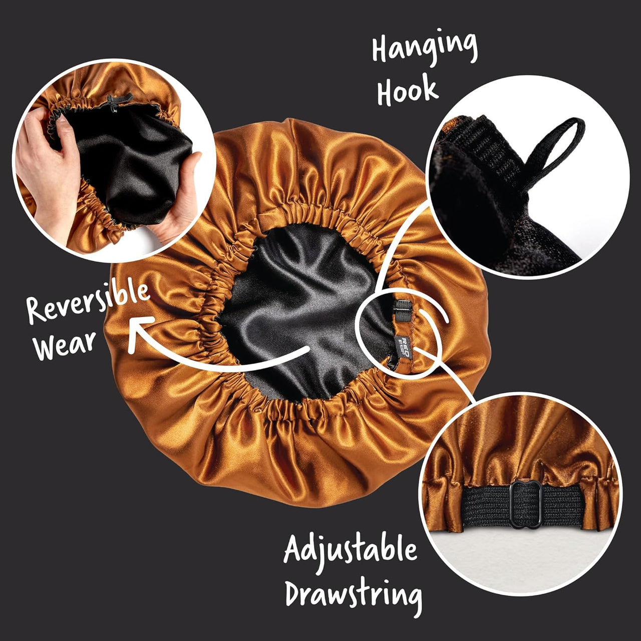 RED by Kiss Adjustable Ultra Silky Satin Bonnet X-Large Brown (HQ220)