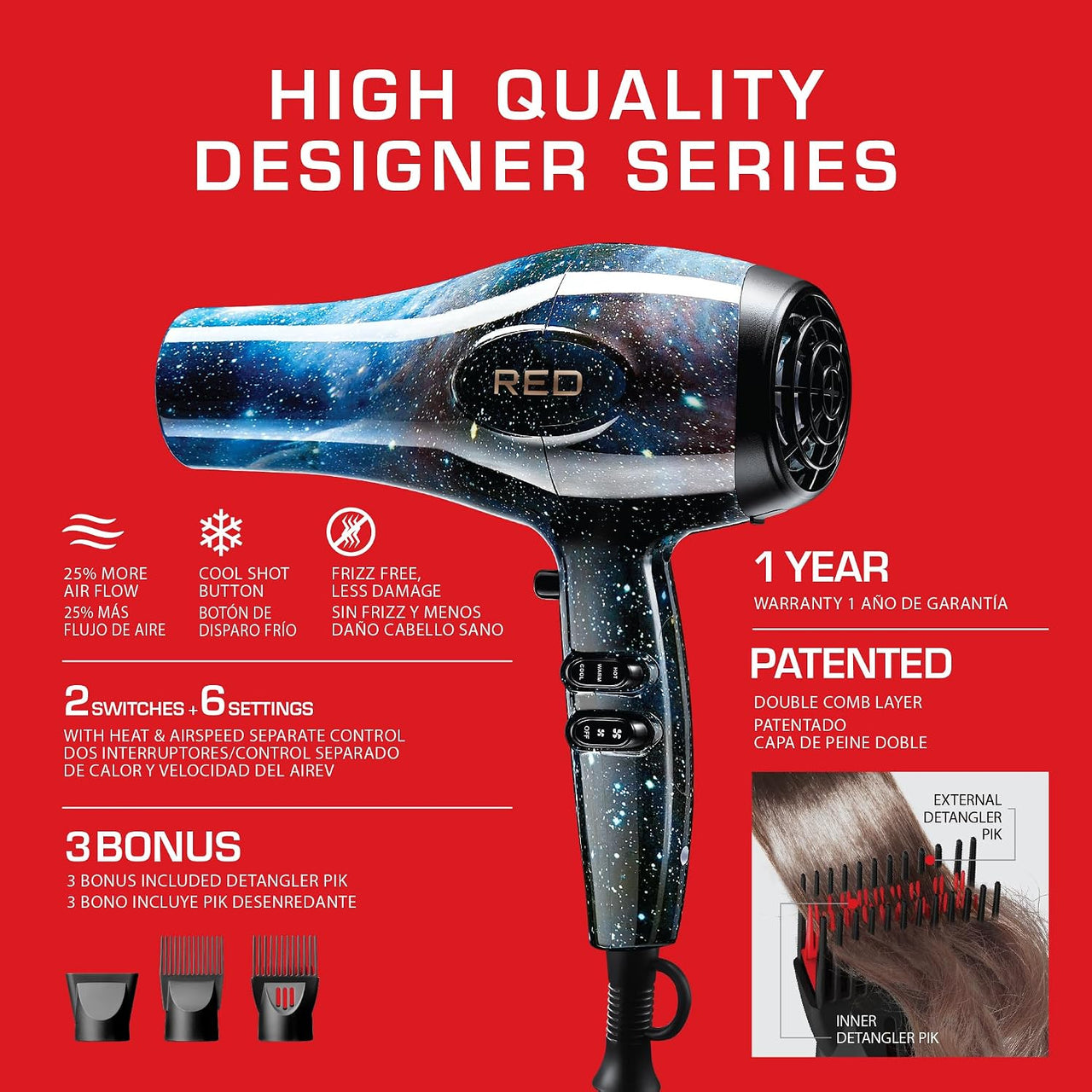 RED by Kiss Designer Series 3200 Blow Dryer – Carbon Fiber Finish
