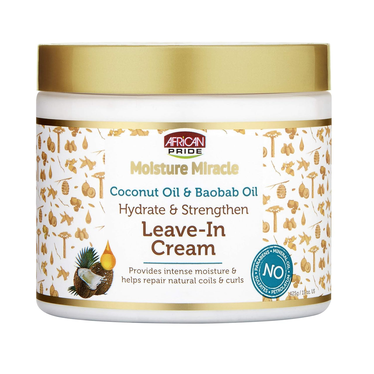 African Pride Moisture Miracle Leave-In Cream with Coconut & Baobab Oil – 15 OZ