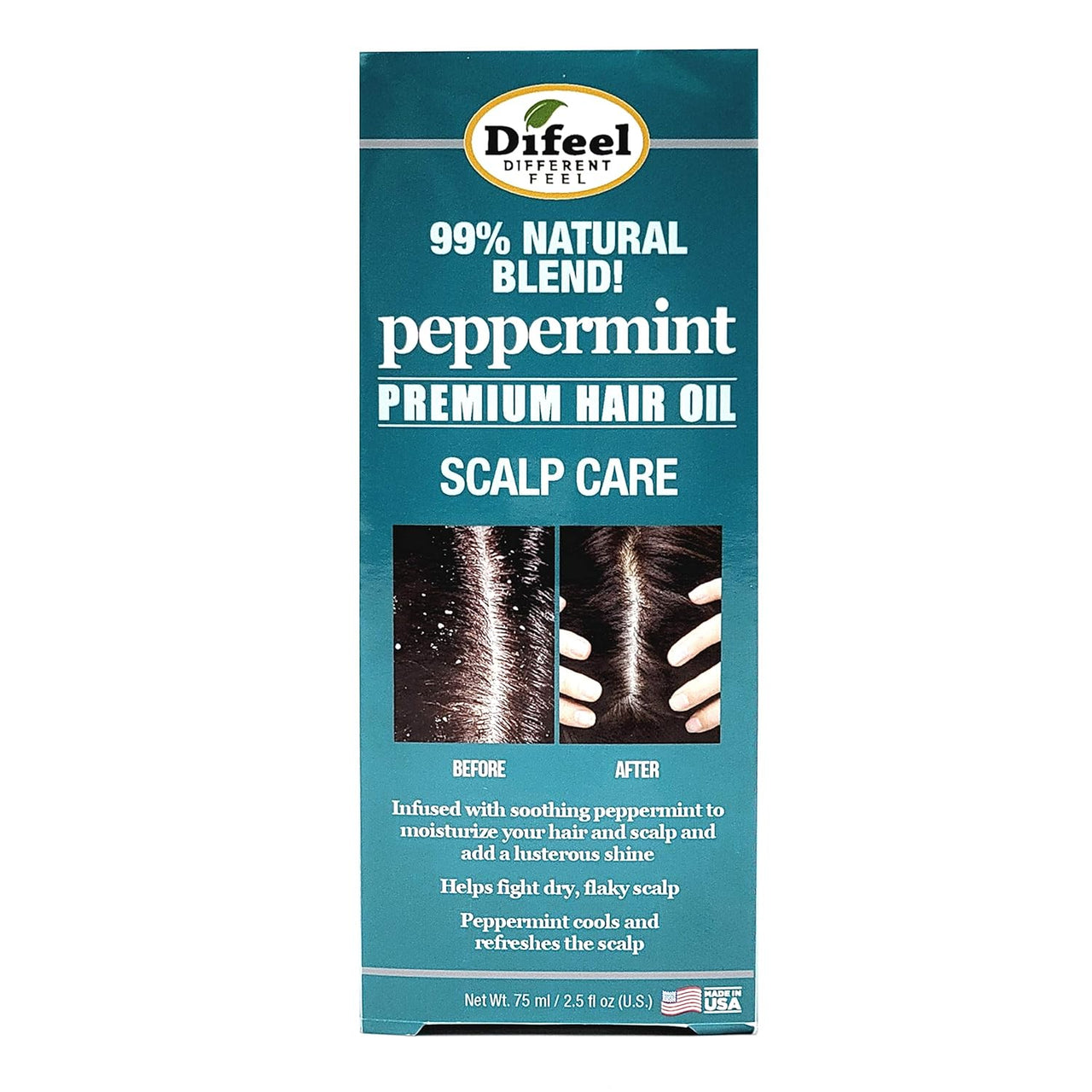 Difeel 99% Natural Blend Peppermint Premium Hair Oil Scalp Care 2.5 fl. oz. - ANNS BEAUTY SUPPLY