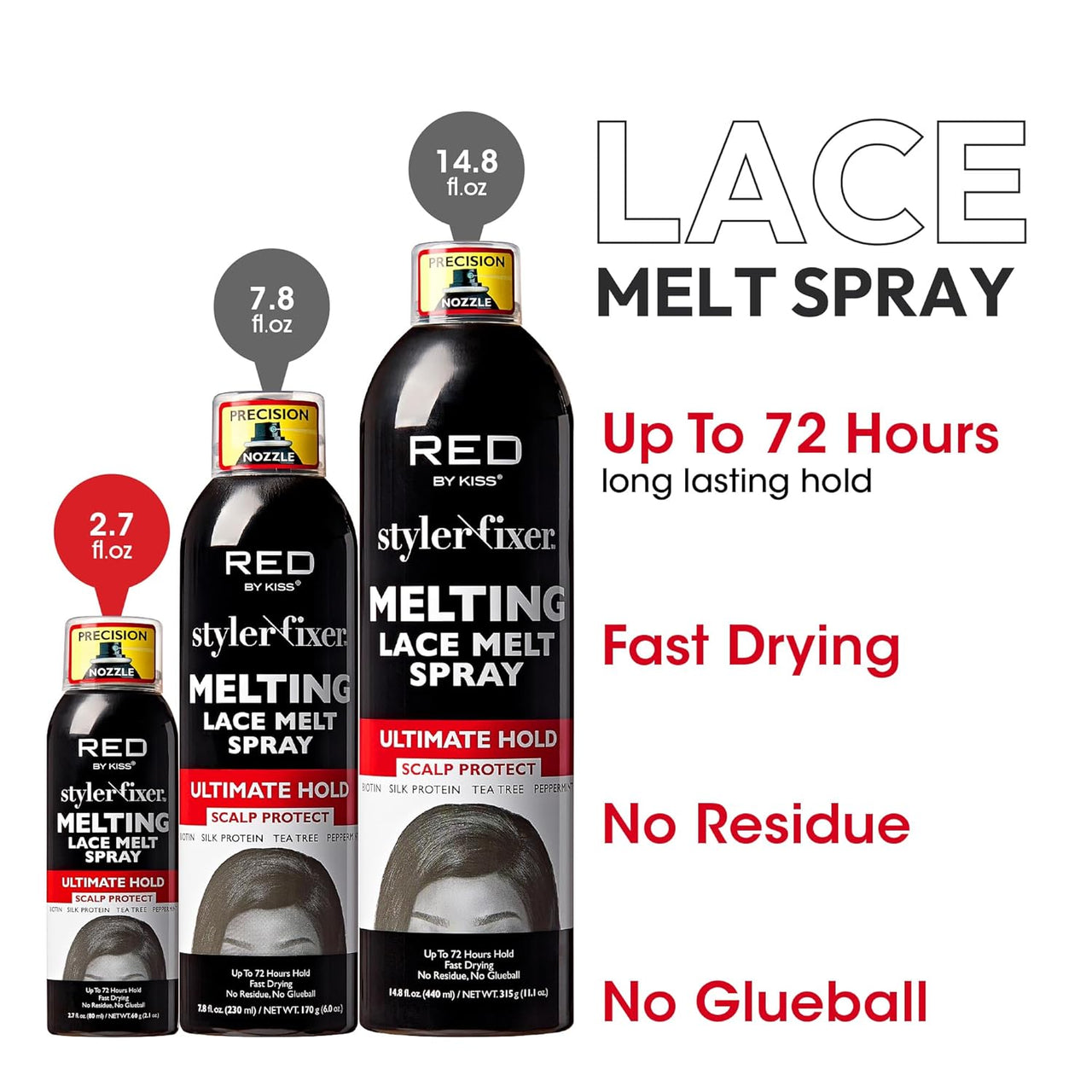 Red by Kiss Styler Fixer Melting Lace Melt Spray Ultimate Hold 2.7 fl. oz. - ANNS BEAUTY SUPPLY