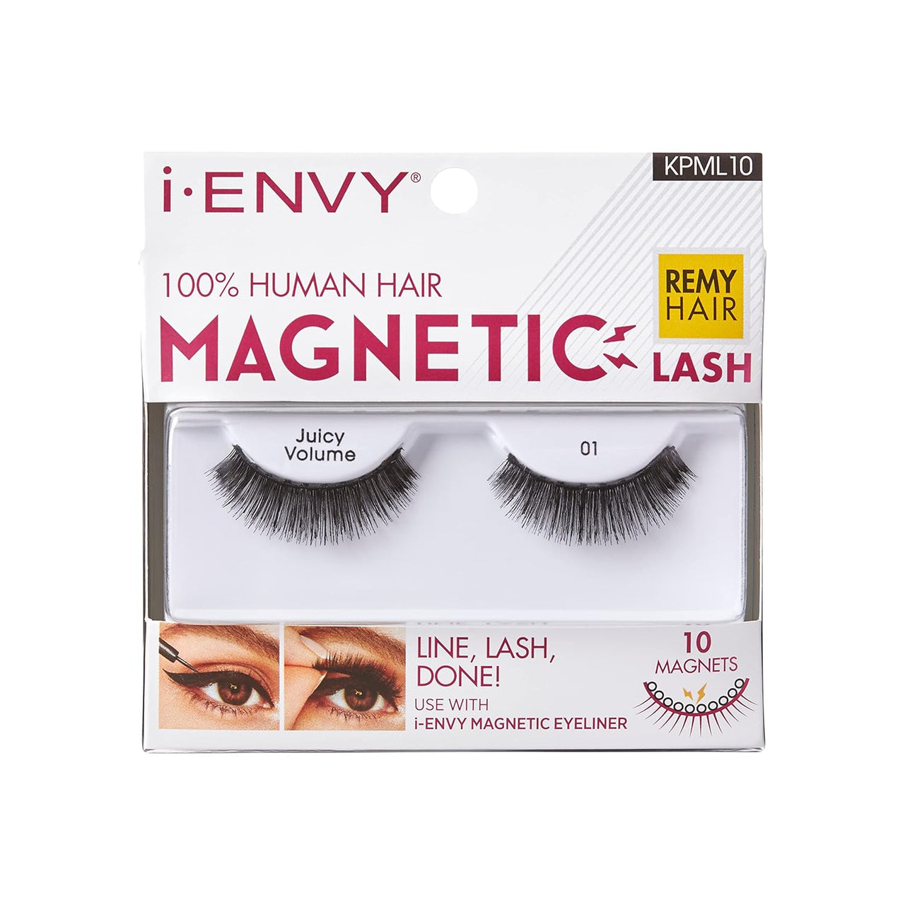 i-Envy 100% Human Hair Magnetic Lash Juicy Volume 01 – KPML10 Magnet Remy Hair Reusable Lashes
