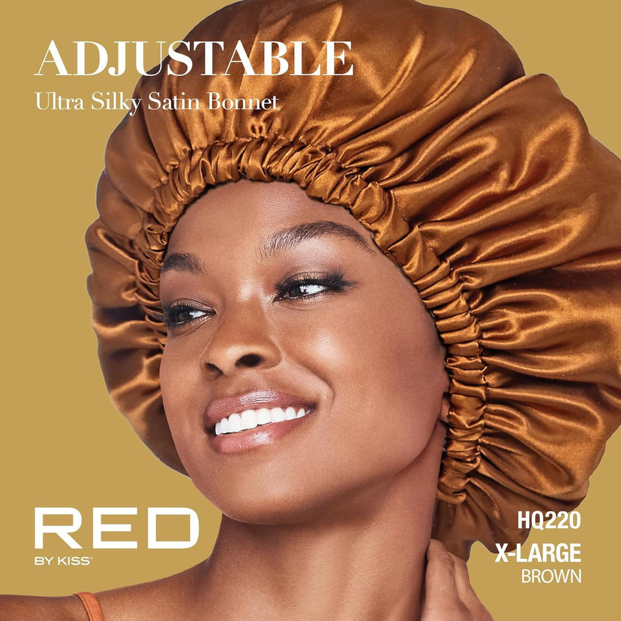 RED by Kiss Adjustable Ultra Silky Satin Bonnet X-Large Brown (HQ220)