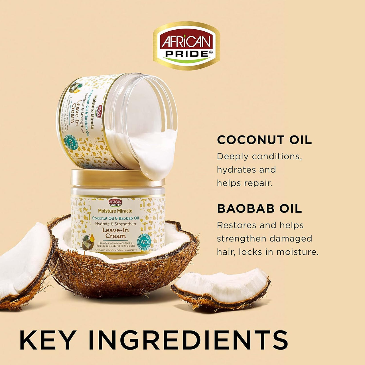 African Pride Moisture Miracle Leave-In Cream with Coconut & Baobab Oil – 15 OZ