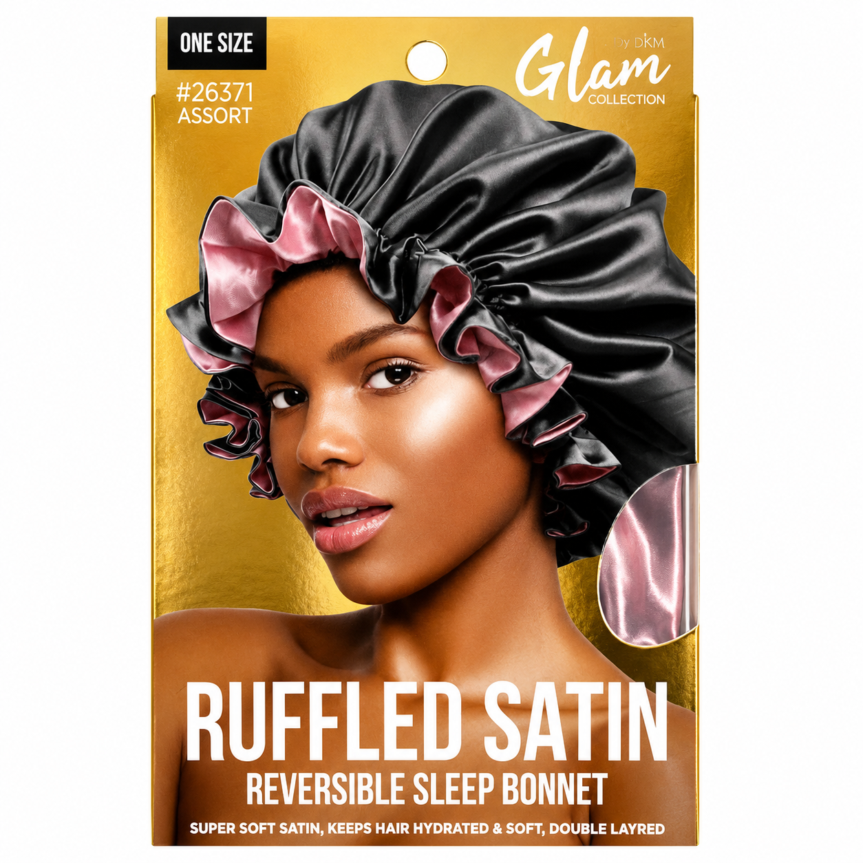 Glam Collection Ruffled Satin Reversible Sleep Bonnet – Assorted 26371