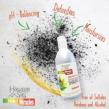Hawaiian Silky 14-in-1 Miracles ACV & Charcoal Activated Shampoo 12 fl. oz. - ANNS BEAUTY SUPPLY