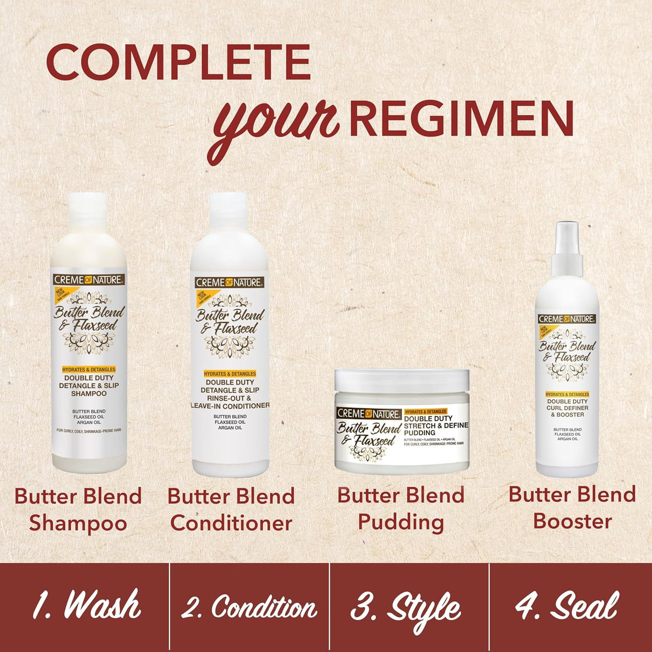 Creme of Nature Butter Blend & Flaxseed Double Duty Detangle & Slip Rinse-Out & Leave-In Conditioner 12 Fl. Oz.