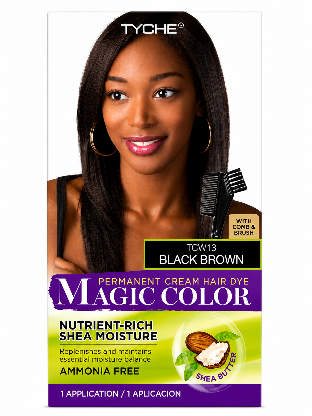 Tyche Magic Color Permanent Cream Hair Dye Black Brown TCW13