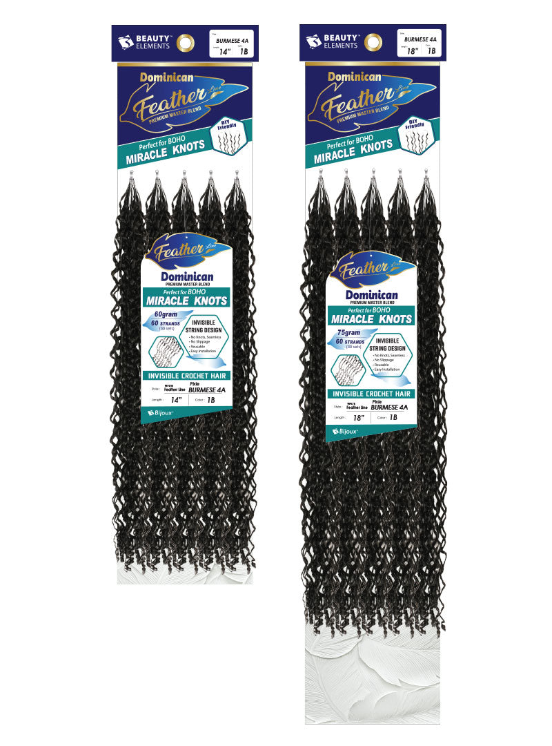 Beauty Elements Dominican Feather Line Invisible Crochet Hair – Burmese 4A 18"