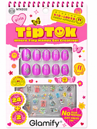 Glamify TipTok Kids Press On Nails Set Star Design with Nail Stickers No Glue Needed 24 Nails NTKD32 - ANNS BEAUTY SUPPLY