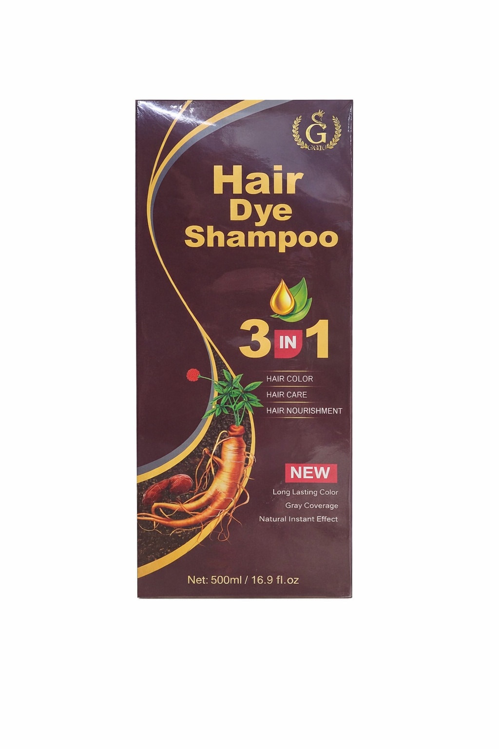 GG10 3 In 1 Hair Dye Shampoo Long Lasting Gray Coverage Burgundy 500ml - ANNS BEAUTY SUPPLY