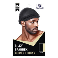 Silky Spandex Grown Turban L/XL Black 4348 - ANNS BEAUTY SUPPLY