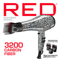 RED by Kiss Designer Series 3200 Carbon Fiber Blow Dryer - Cheetah Print