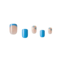 Gold Finger Little Diva Stick-On Nails for Kids – Blue Floral & French (BLL11)