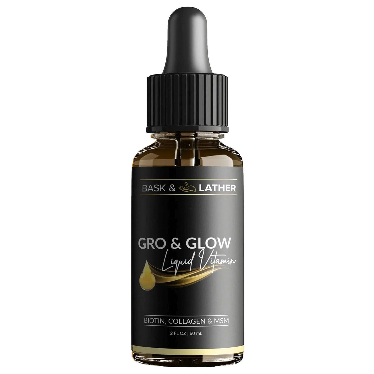 Bask and Lather Gro and Glow Liquid Vitamin Biotin Collagen and MSM 2 oz - ANNS BEAUTY SUPPLY