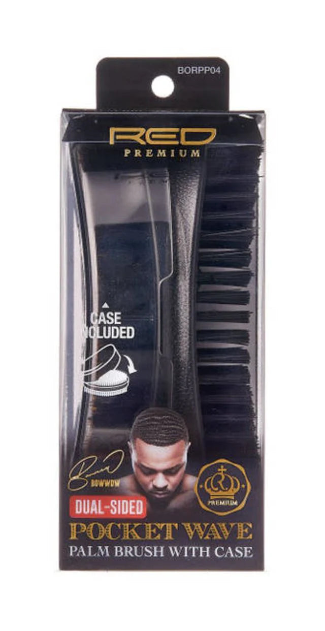 RED Premium Dual Sided Pocket Wave Palm Brush With Case BR34 - ANNS BEAUTY SUPPLY