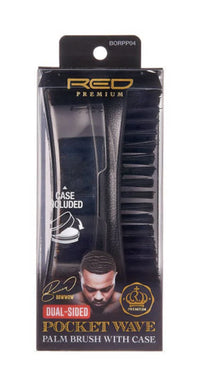 RED Premium Dual Sided Pocket Wave Palm Brush With Case BR34 - ANNS BEAUTY SUPPLY