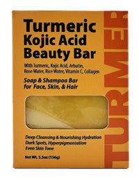 Turmeric Kojic Acid Beauty Bar 5.5 oz – Brightening Soap for Face, Skin & Hair