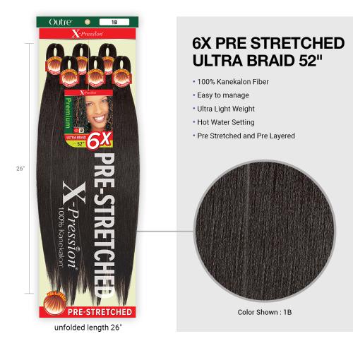 X-PRESSION BRAID-PRE STRETCHED BRAID 52 3X