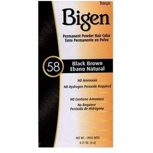 Bigen Permanent Powder Hair Color Kit 58 Black Brown