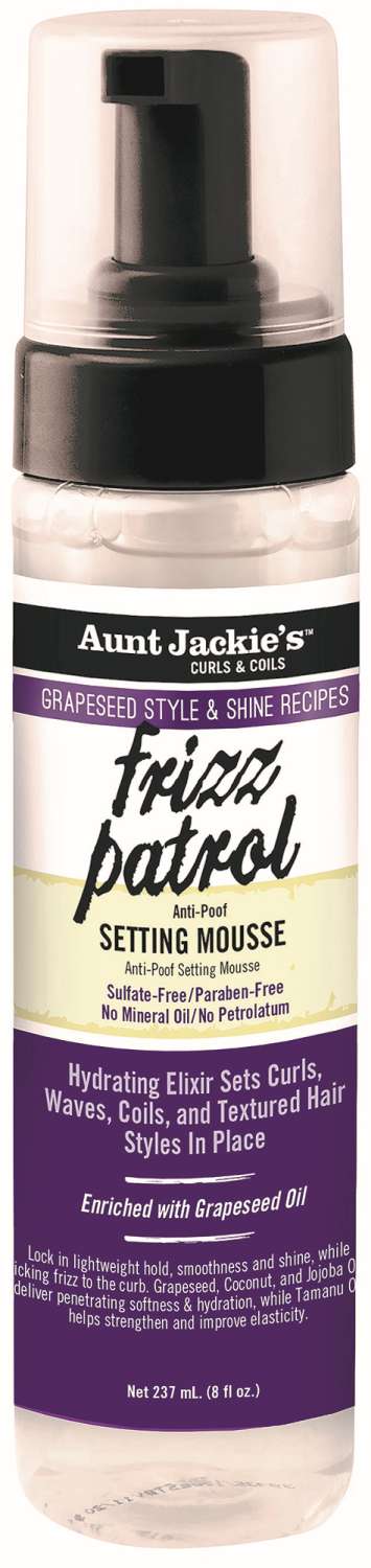 Aunt Jackie’s Frizz Patrol Anti-Poof Setting Mousse  8 oz - ANNS BEAUTY SUPPLY