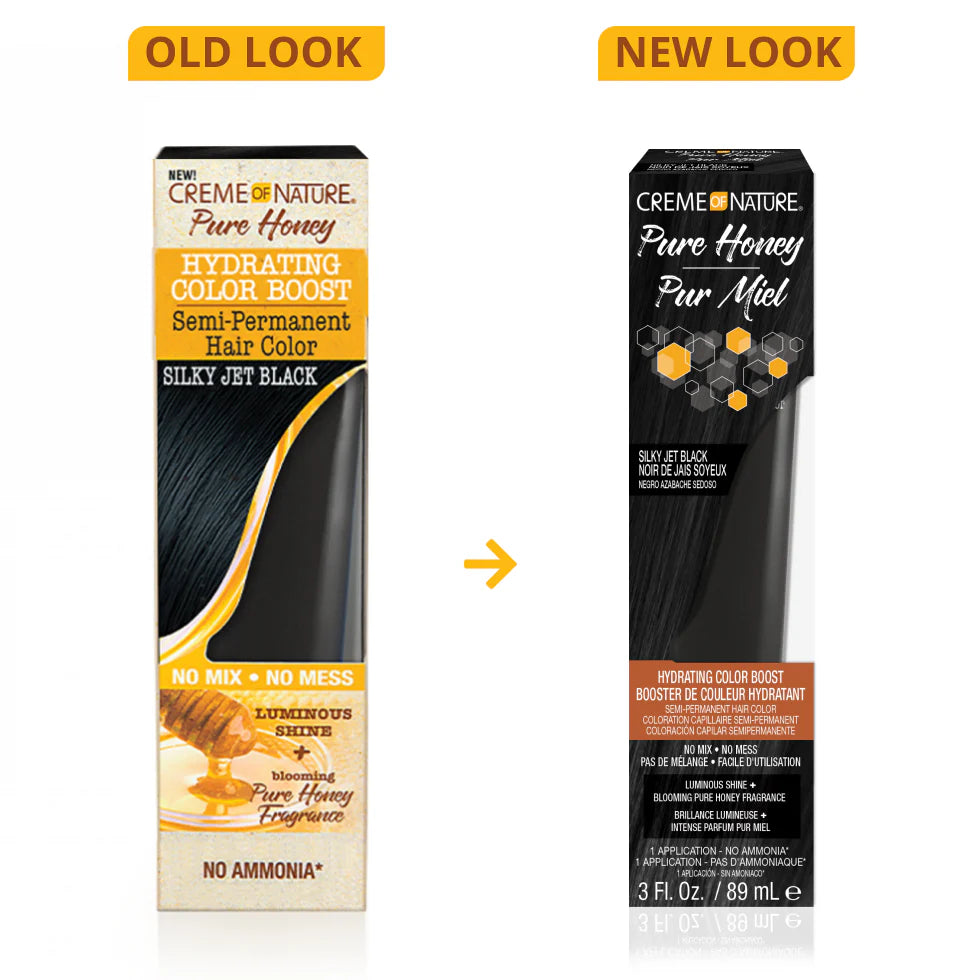 Creme of Nature Pure Honey Hydrating Color Boost – Silky Jet Black 3 Fl. Oz. / 89 mL - ANNS BEAUTY SUPPLY