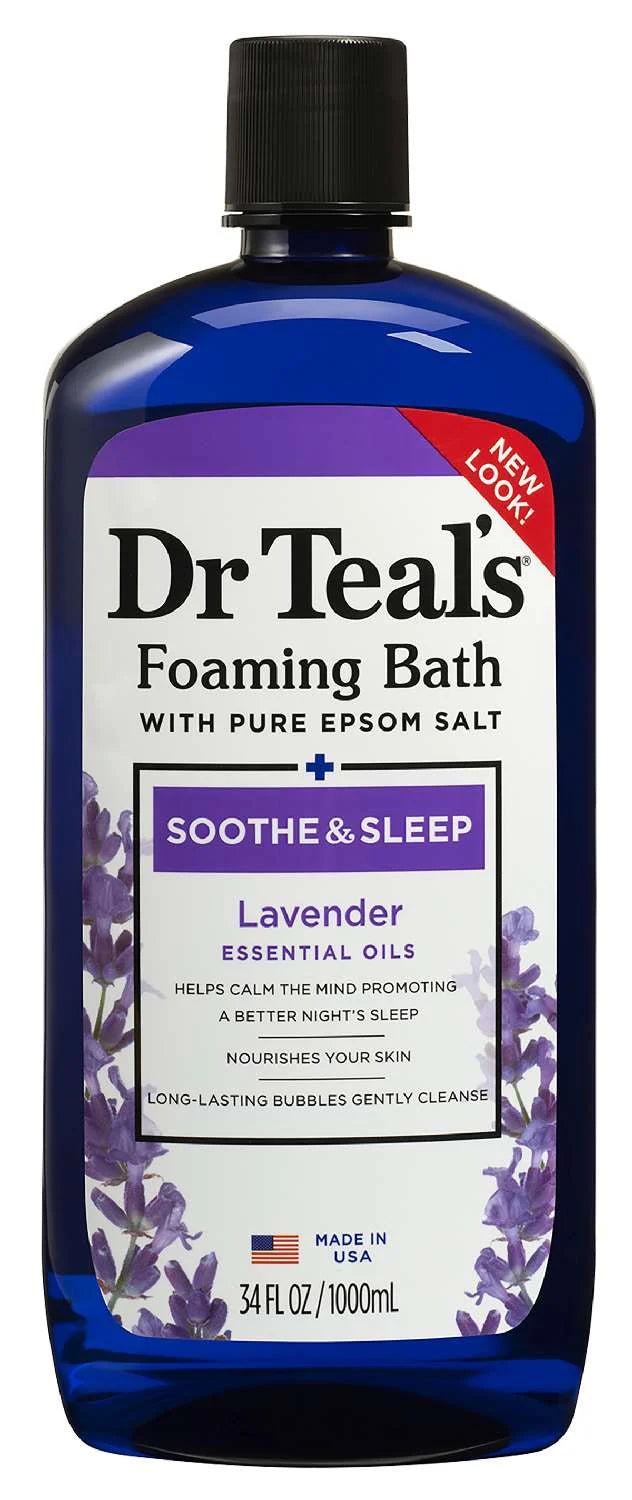 Dr Teal’s Foaming Bath with Pure Epsom Salt – Soothe & Sleep with Lavender 34 Oz