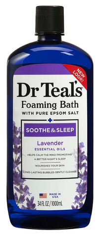 Dr Teal’s Foaming Bath with Pure Epsom Salt – Soothe & Sleep with Lavender 34 Oz